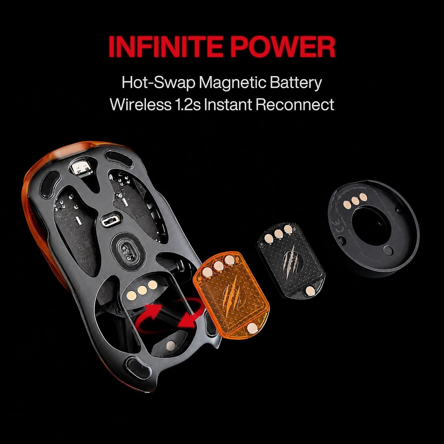 Angry miao AM Infinity Wireless Gaming Mouse, 49g Magnesium-Aluminum, PAW3950 30K DPI, 8K Polling, Anti-Double Click Optical-Micro Switches, Hot-Swap Battery, Tri-Mode RGB Programmable Mouse for FPS
