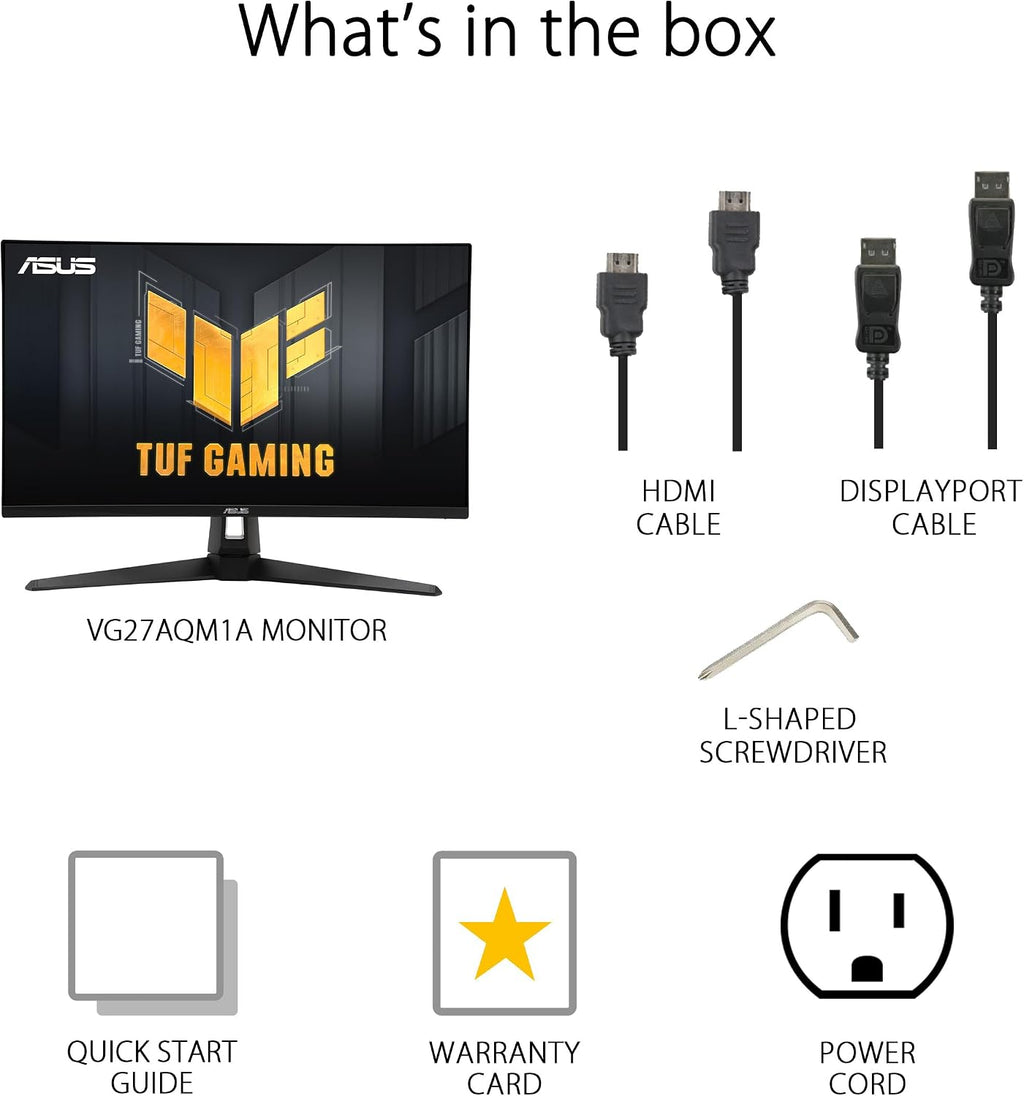 ASUS TUF Gaming 27' 1440P Gaming Monitor (VG27AQM1A) - QHD (2560 x 1440), 260Hz, 1ms, Fast IPS, Extreme Low Motion Blur Sync, Freesync Premium, G-SYNC Compatible, DisplayHDR400, 3 Year Warranty