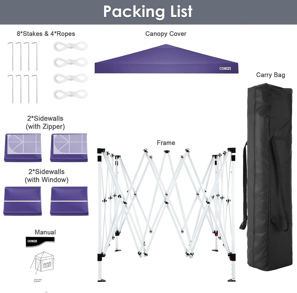 COBIZI Pop Up Canopy Tent,Light Purple