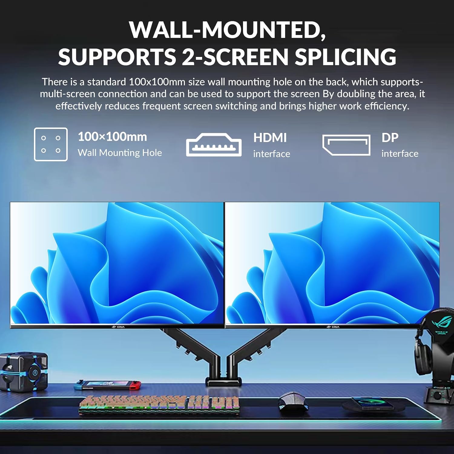 32 Inch 4K UHD Monitor (3840x2160), IPS,60Hz Refresh Rate, 120% sRGB, AMD FreeSync, 178° Viewing Angle, HDMI/DisplayPort, VESA 100x100mm Mount Compatible, Tilt Adjustable - Black