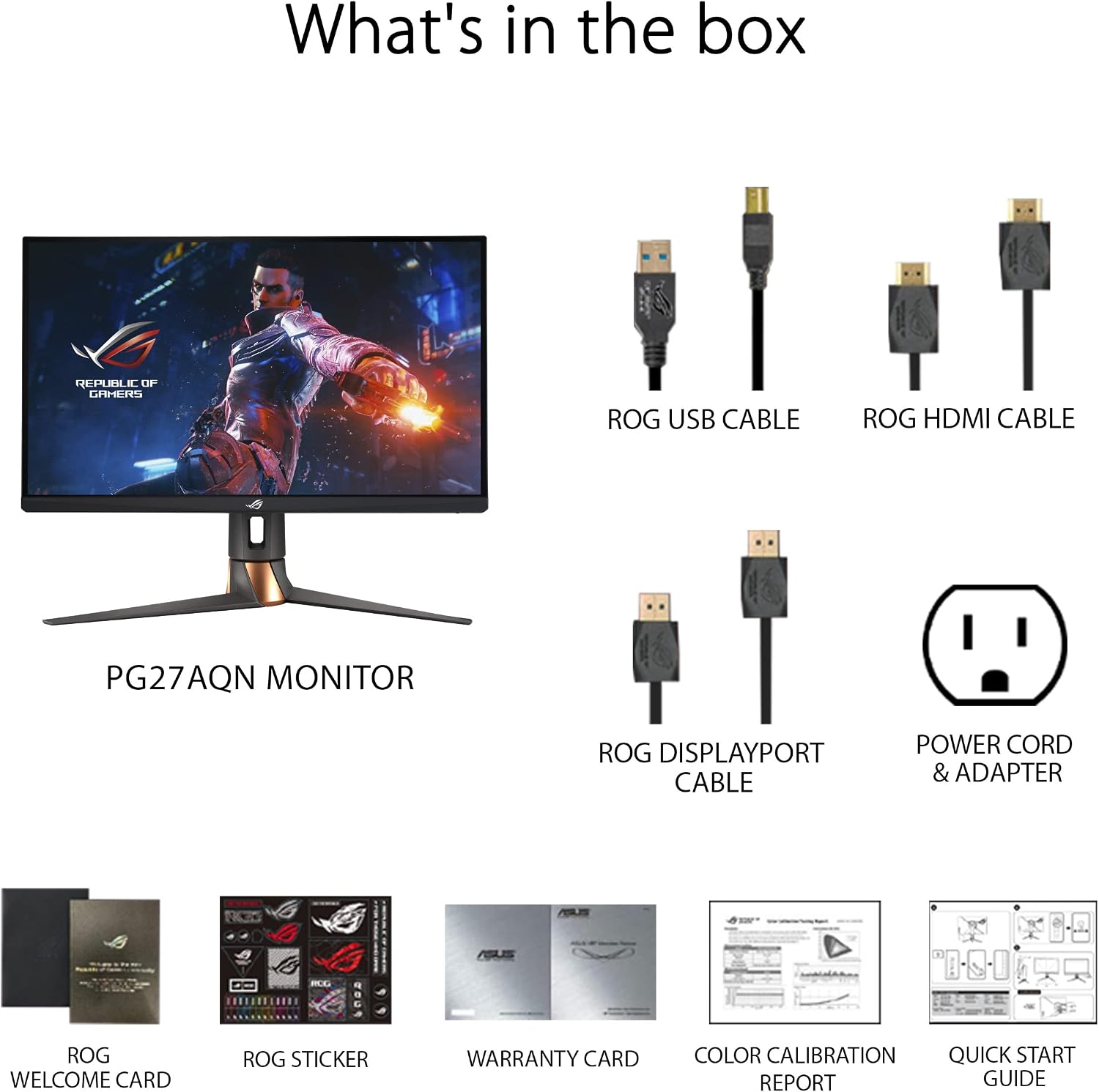 ASUS ROG Swift 360Hz 27' 1440P HDR Gaming Monitor (PG27AQN) - QHD (2560 x 1440), Fast IPS, 1ms, G-SYNC, Eye Care, HDMI, DisplayPort, USB, Ergonomic Design, VESA Wall Mountable, HDR10, DisplayHDR600