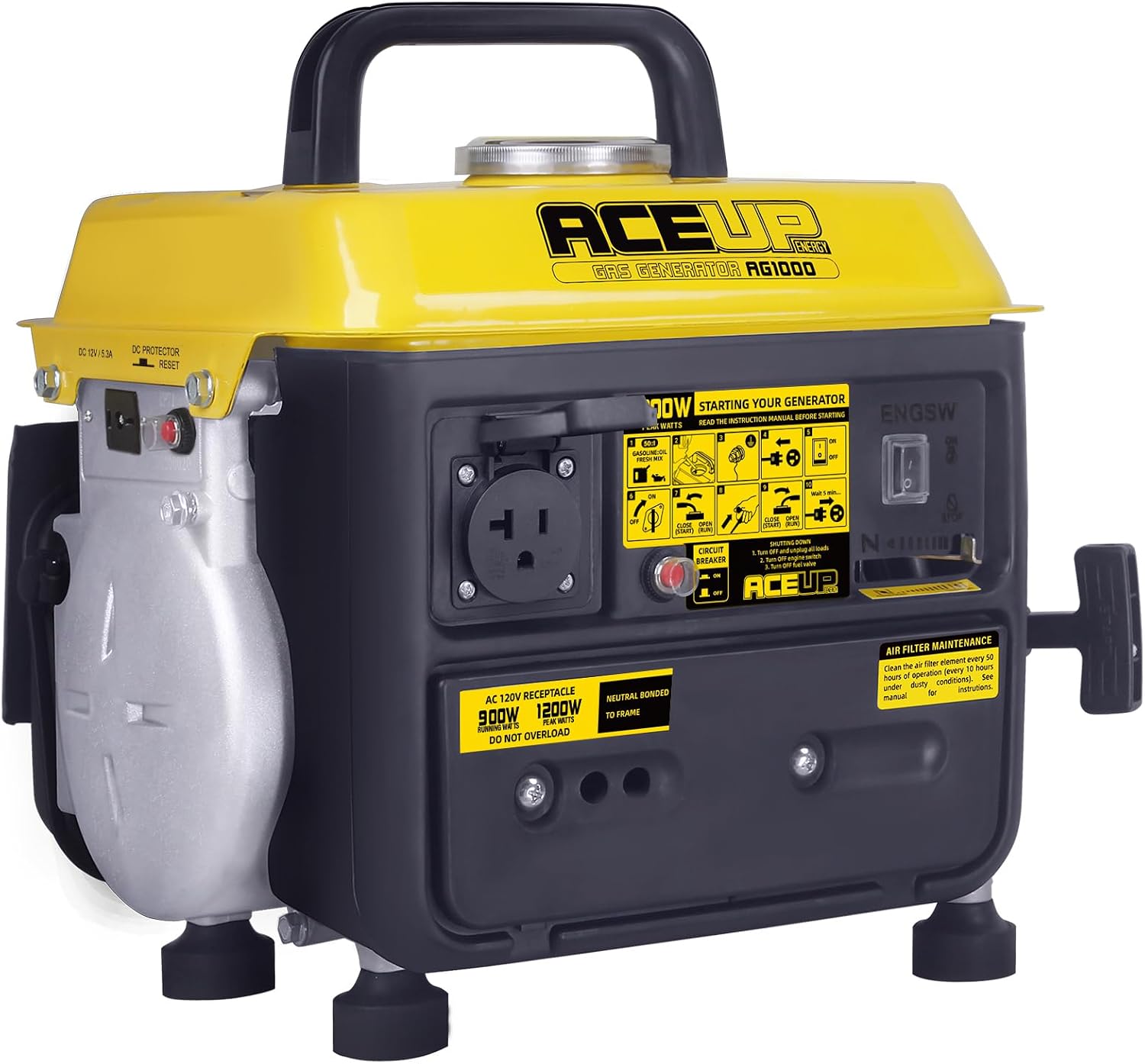 Aceup Energy 1,200W Gas-Powered Generator, Small Portable Generator Camping Ultralight, EPA & CARB Compliant