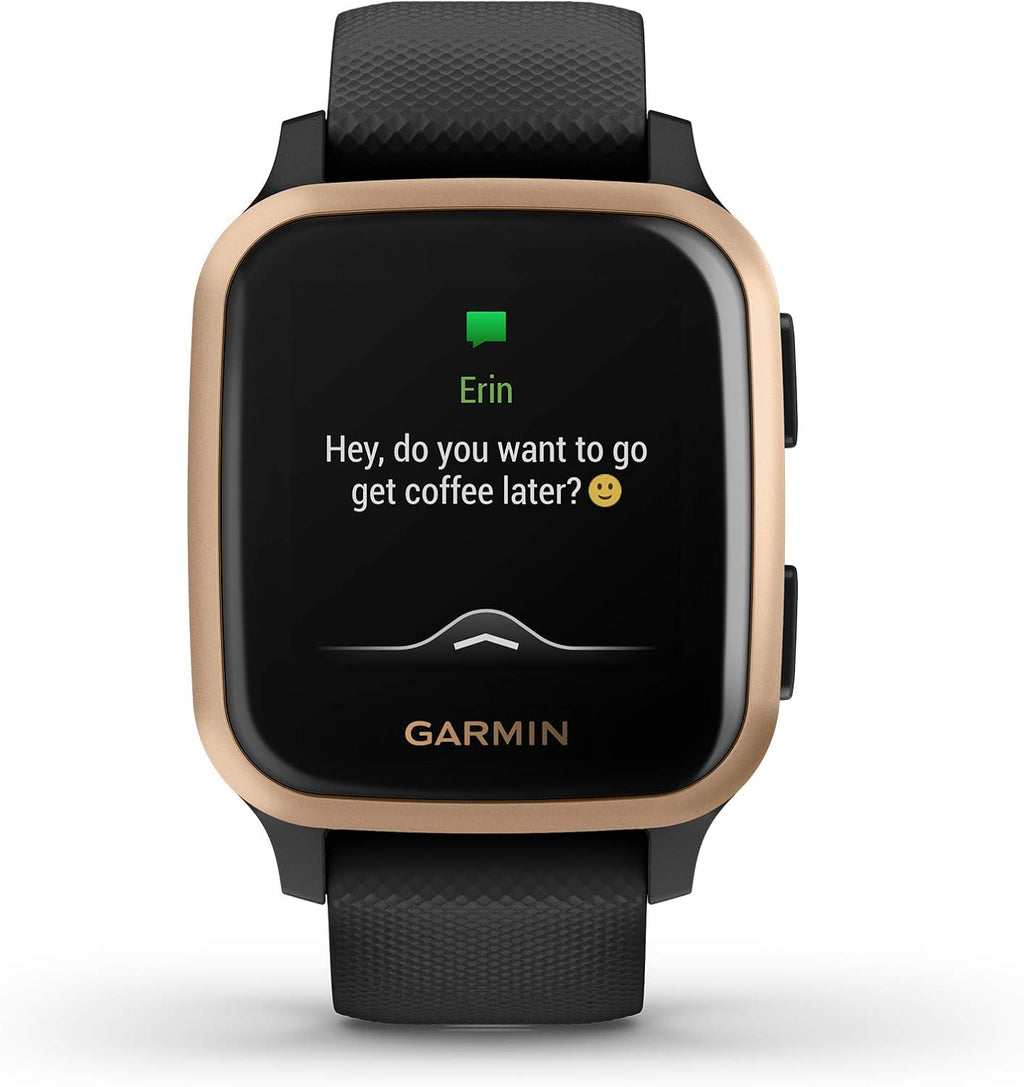 Garmin Venu Sq Music, GPS Smartwatch with Bright Touchscreen Display, Features Music and Up to 6 Days of Battery Life, Black and Rose Gold