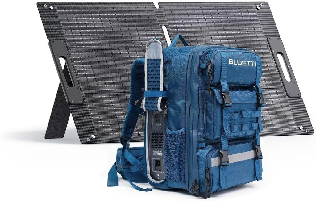 BLUETTI Solar Backpack Power Station Handsfree 1 with 100W Solar Panel Included, 268.8Wh 300W LiFePO4 Solar Generator with a 42L Backpack, All in One Solar Power System for Hiking, Photography, Travel