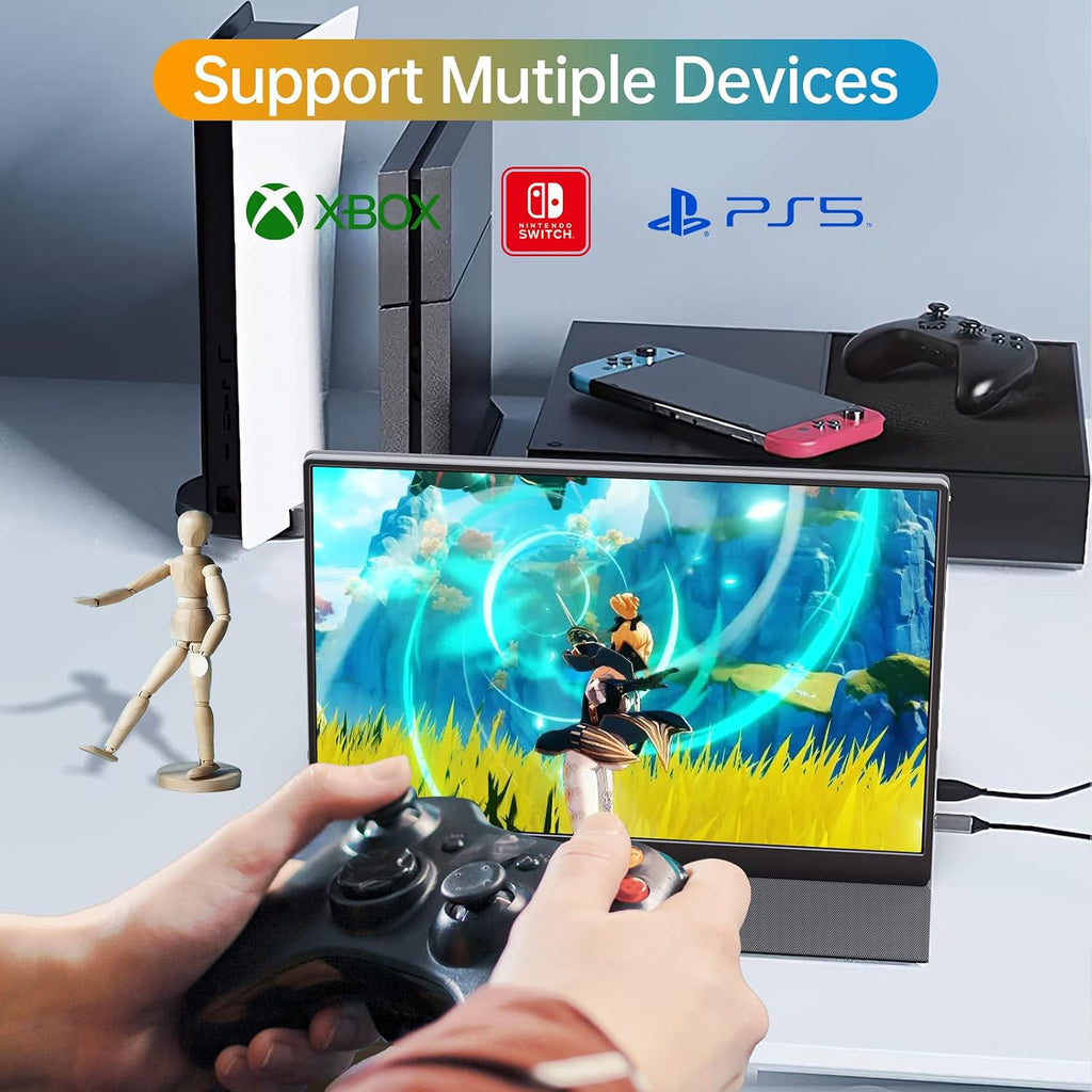 Anyuse Portable 16.0' QHD 2.5K Laptop Monitor - USB C HDMI Gaming Ultra-Slim IPS Display w/Smart Cover & Speakers, HDR Plug&Play, External Monitor for Laptop PC Phone Mac Xbox PS5/PS4 Switch
