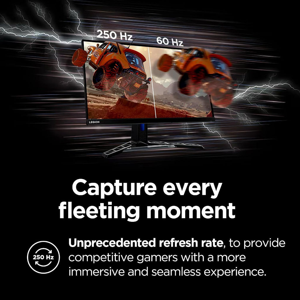 Lenovo Legion Y27qf-30 Gaming Monitor, 27' QHD Display, 250Hz, 0.5ms Response, AMD FreeSync Premium, 400 Nits, Lift/Tilt/Pivot/Swivel Stand, HDMI 2.1 and DisplayPort 1.4, 400 nits, Raven Black