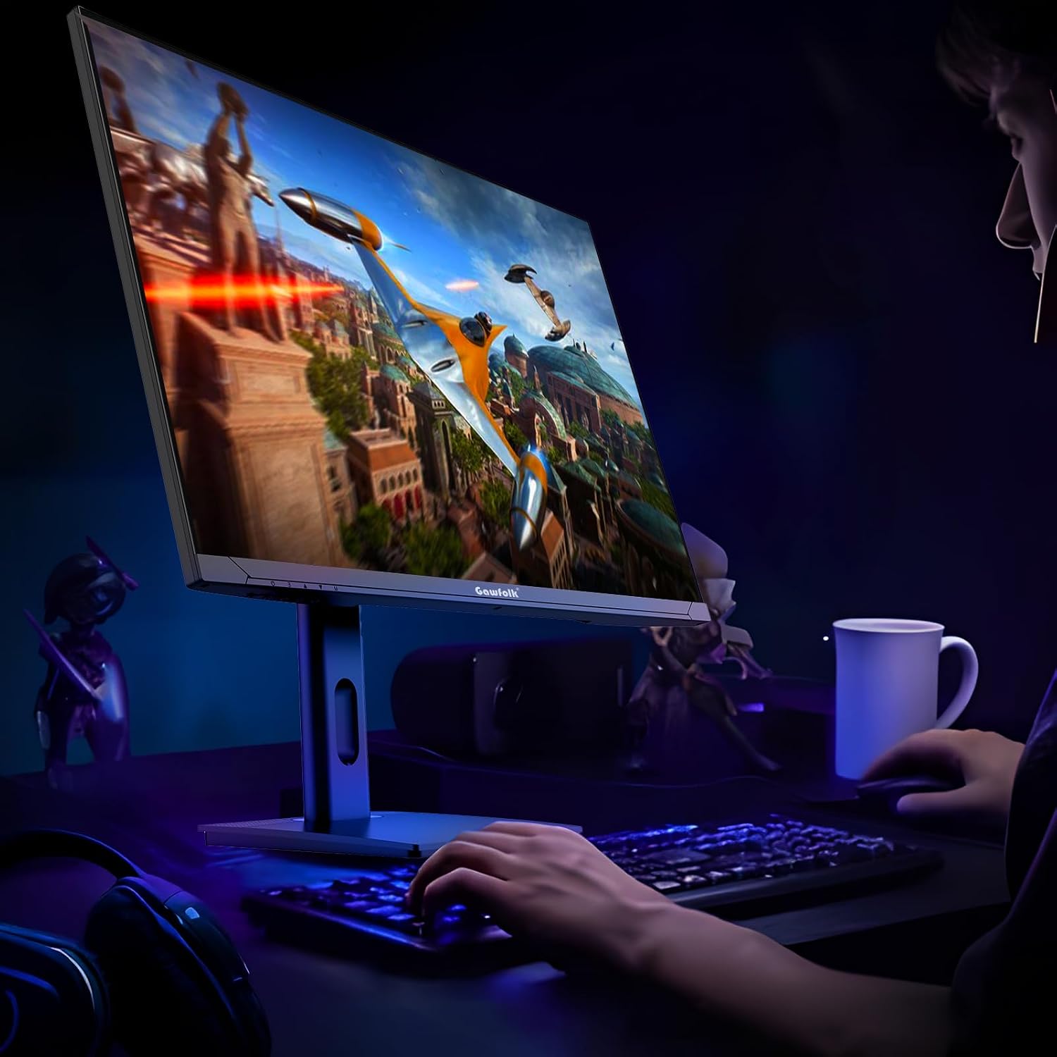 Gawfolk 27 Inch 4K Gaming Monitor IPS, UHD 3840 x 2160p 144Hz PC Computer Monitors IPS Screen for Home & Office, HDMI, DisplayPort, Wall Mount Compatible