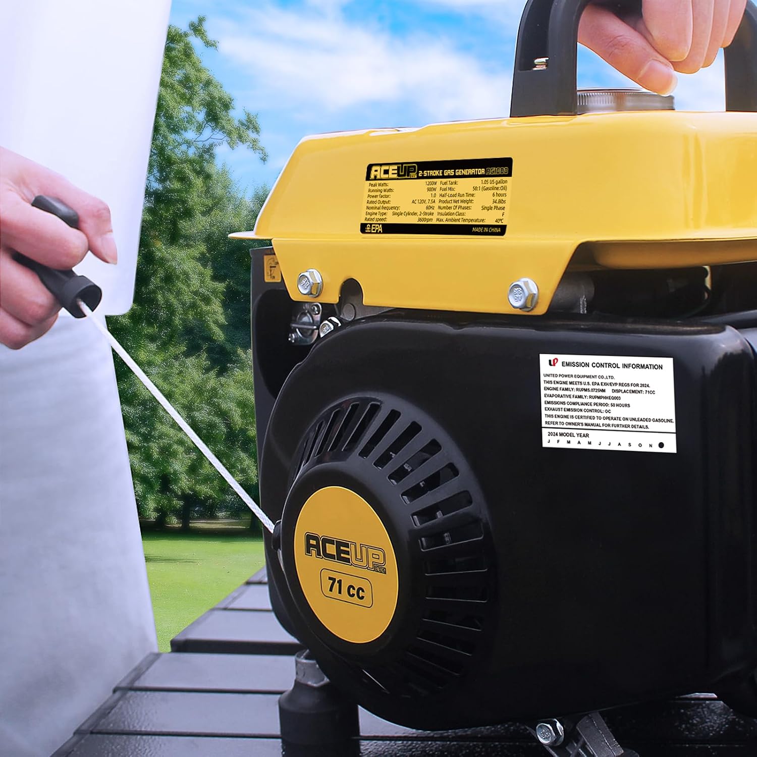 Aceup Energy 1,200W Gas-Powered Generator, Small Portable Generator Camping Ultralight, EPA & CARB Compliant