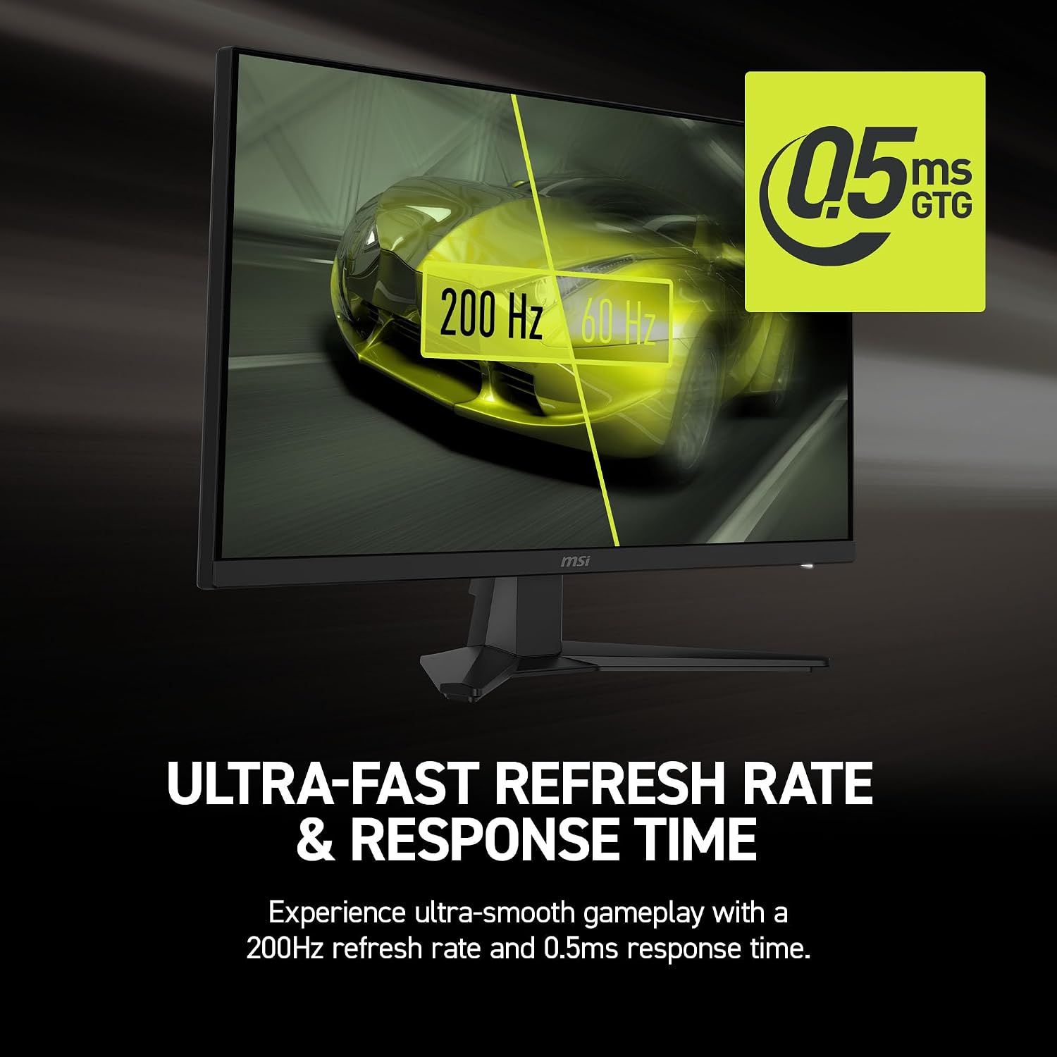 msi MAG 272F 27-inch 1920 x 1080 (FHD) Gaming Office Monitor, 200Hz, Adaptive Sync, HDR Ready, HDMI, VGA Port, VESA Mountable, Tilt, 4-Side Slim Bezel,0.5ms, Black