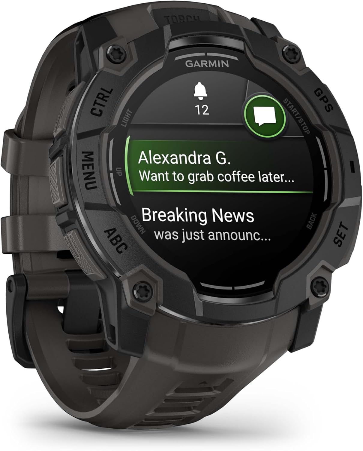 Garmin Instinct 3 50 mm, AMOLED Display, Rugged Outdoor GPS Smartwatch, Metal-Reinforced Bezel, Built-in Flashlight, Up to 18 Days of Battery Life, Black with Charcoal Band Bundle