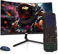 MTG 24' Curved Monitor Full HD 1080P Frameless Screen, HDMI DP USB Audio, Low Motion Blur, VESA Mount, RGB Keyboard Mouse Combo, Computer Monitor for Gaming, Home and Office