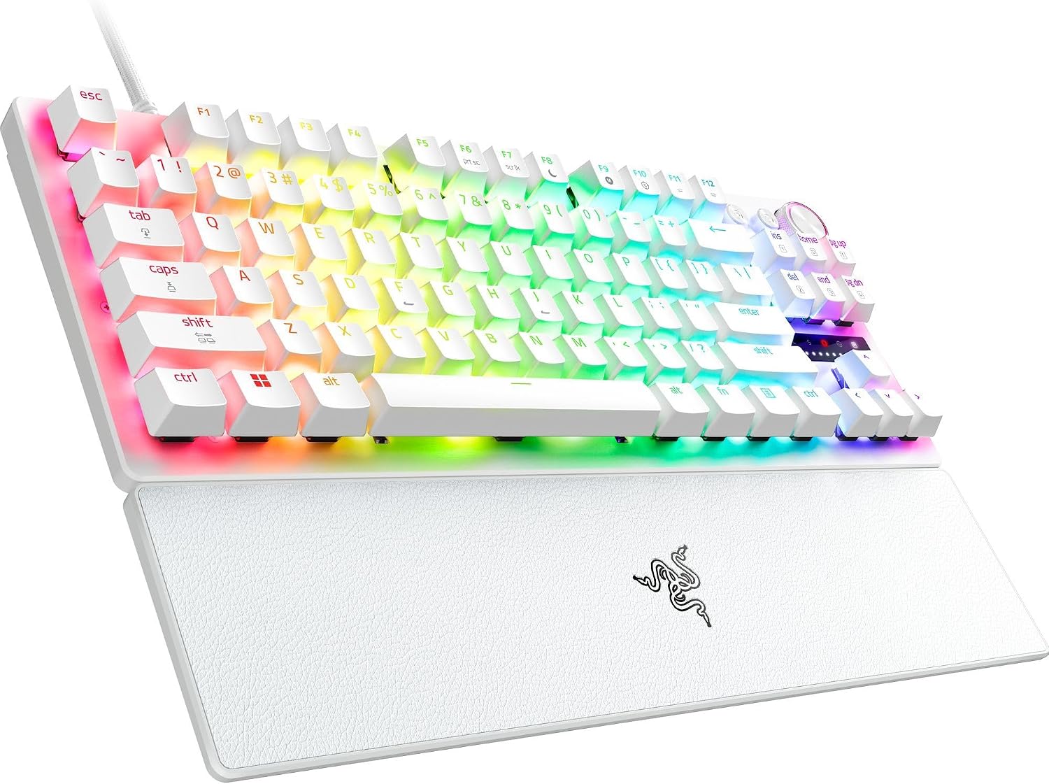 Razer Huntsman V3 Pro TKL 8KHz Esports Gaming Keyboard: Analog Optical Switches Gen 2-8000 Hz Polling Snap Tap - Rapid Trigger - Adjustable Actuation - Media Controls - PBT Keycaps - White