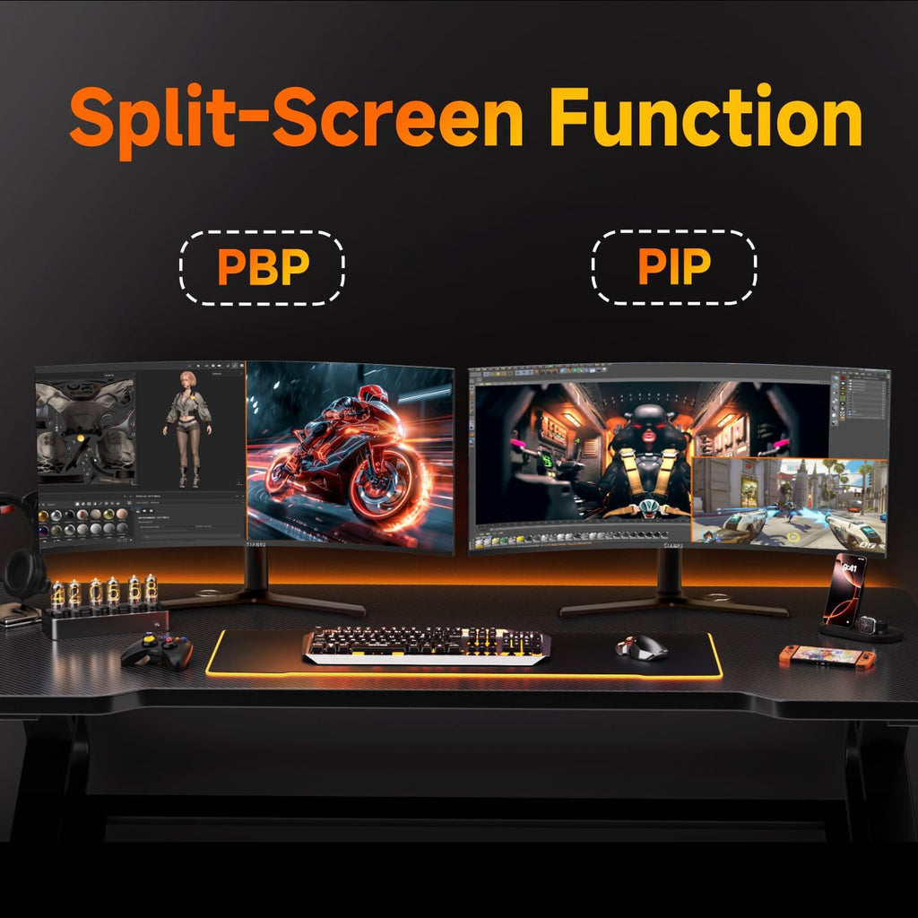 34Inch UWQHD Curved Gaming Monitor,1500R 240Hz Ultrawide Monitor,PIP/PBP,0.5ms FreeSync,125% sRGB,95% DCI-P3,Monitor with Speaker,HDMI2.1,DP1.4,VESA