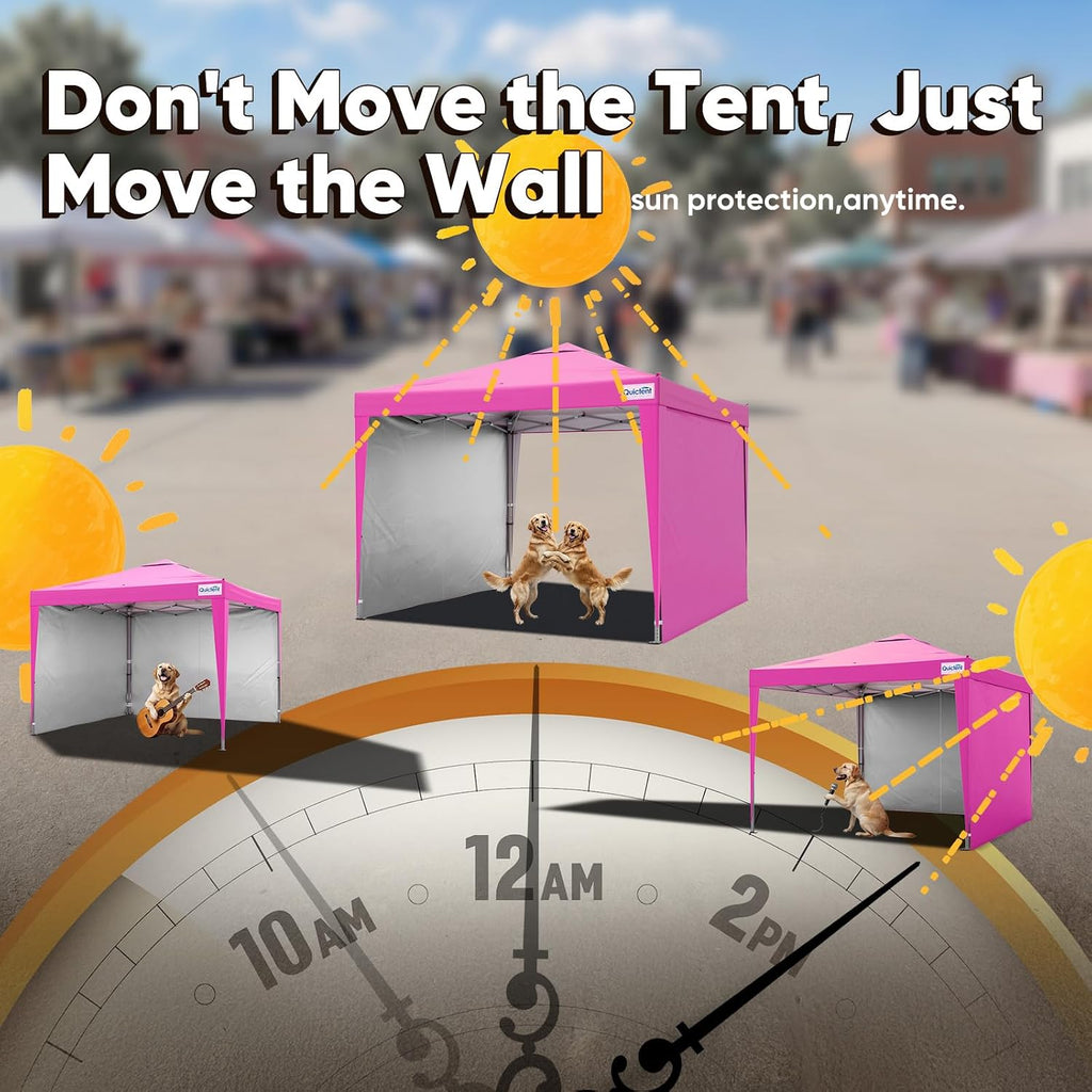 Quictent 10x10 Pop Up Canopy Tent with 2 Sidewalls, Instant Setup Gazebo for 1 Person, Portable & Compact, Waterproof & UV Protection, Ideal for Camping, Beach, Parties, and Outdoor Events
