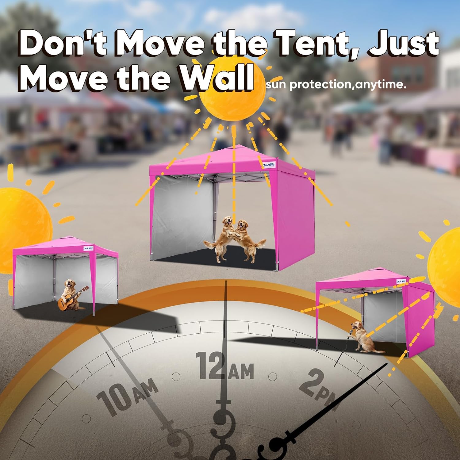 Quictent 10x10 Pop Up Canopy Tent with 2 Sidewalls, Instant Setup Gazebo for 1 Person, Portable & Compact, Waterproof & UV Protection, Ideal for Camping, Beach, Parties, and Outdoor Events