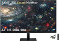 Samsung 32' M5 Series FHD Smart Monitor with Streaming TV, 60Hz, 4ms, Multiple Ports, HDMI, Black, with GSF HDMI Cable
