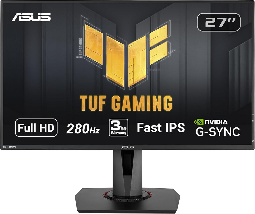 ASUS TUF Gaming VG279QM 27' HDR Monitor, 1080P Full HD (1920 x 1080), Fast IPS, 280Hz, G-SYNC Compatible, Extreme Low Motion Blur Sync (ELMB SYNC), 1ms, DisplayHDR 400, Black