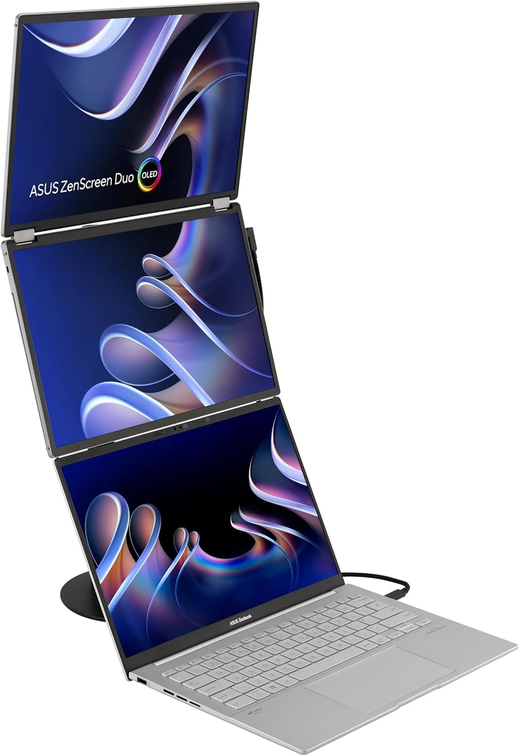 ASUS ZenScreen Duo OLED 360° Foldable Portable Monitor (MQ149CD) - Dual 14-inch, 16:10, 1920x1200, DisplayHDR400 True Black, 100% DCI-P3, Delta<2, Dual USB-C, Mini-HDMI, Kickstand, 3 yr Warranty