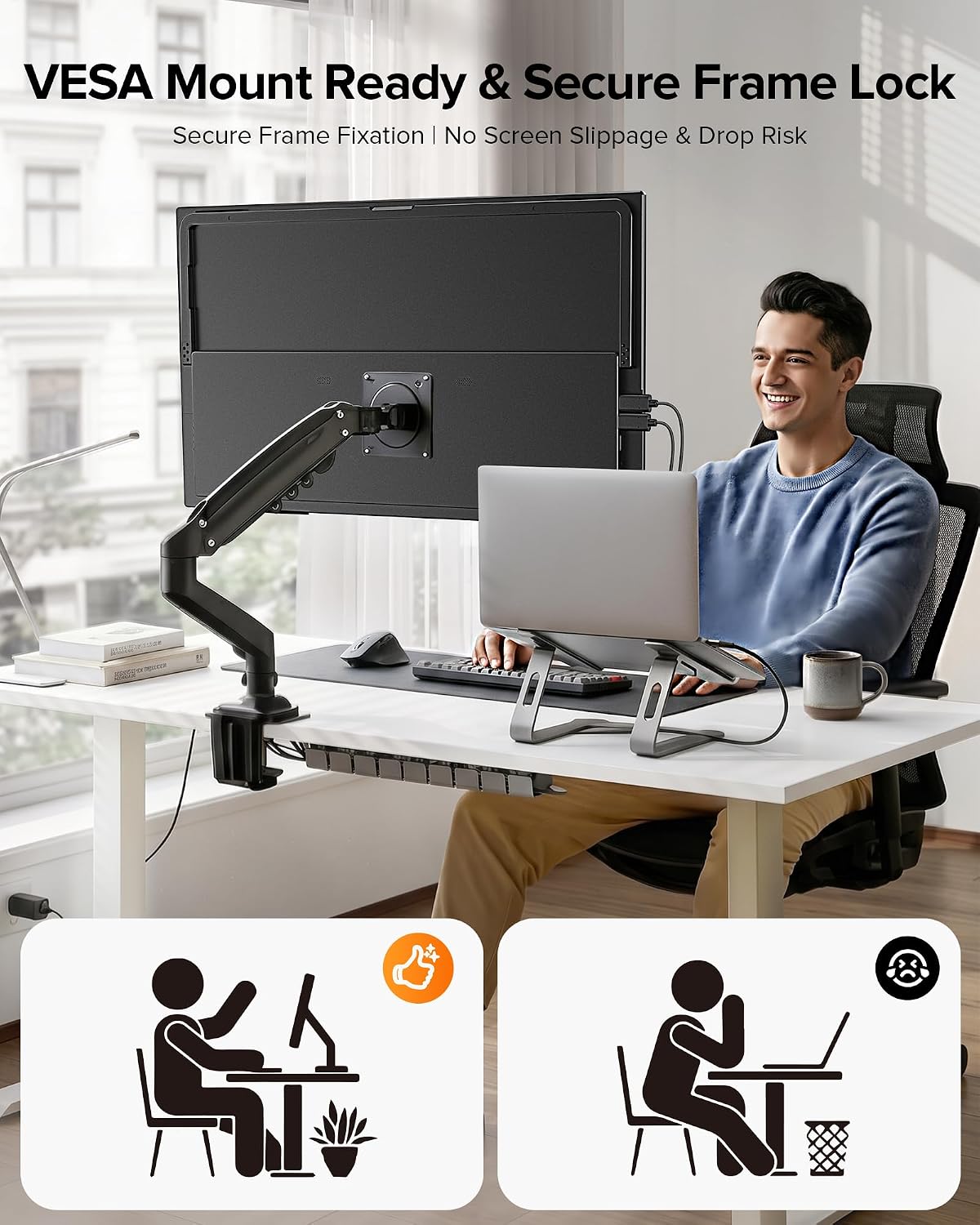 Portable Monitor 24' 144Hz 1080P, 145% sRGB QLED Gaming Monitor, 0.1MS FreeSync, 450Nits Laptop Monitor, USB-C & HDMI, VESA & Stand, Large Second Screen for Laptop, Computer, Mini PC, Game Consoles
