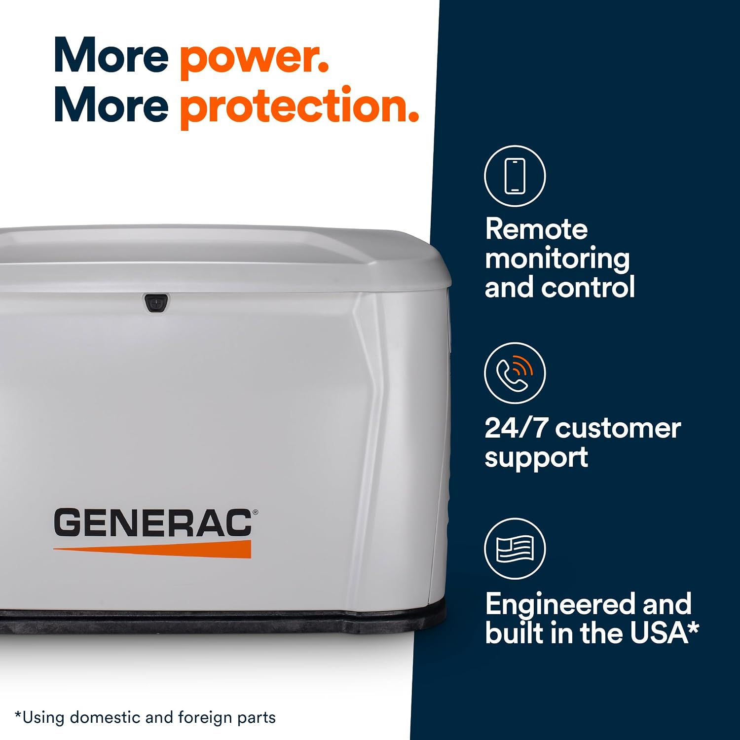 Generac 18kW Home Standby Generator for home use, built-in cellular connectivity, whole house generator for power backup