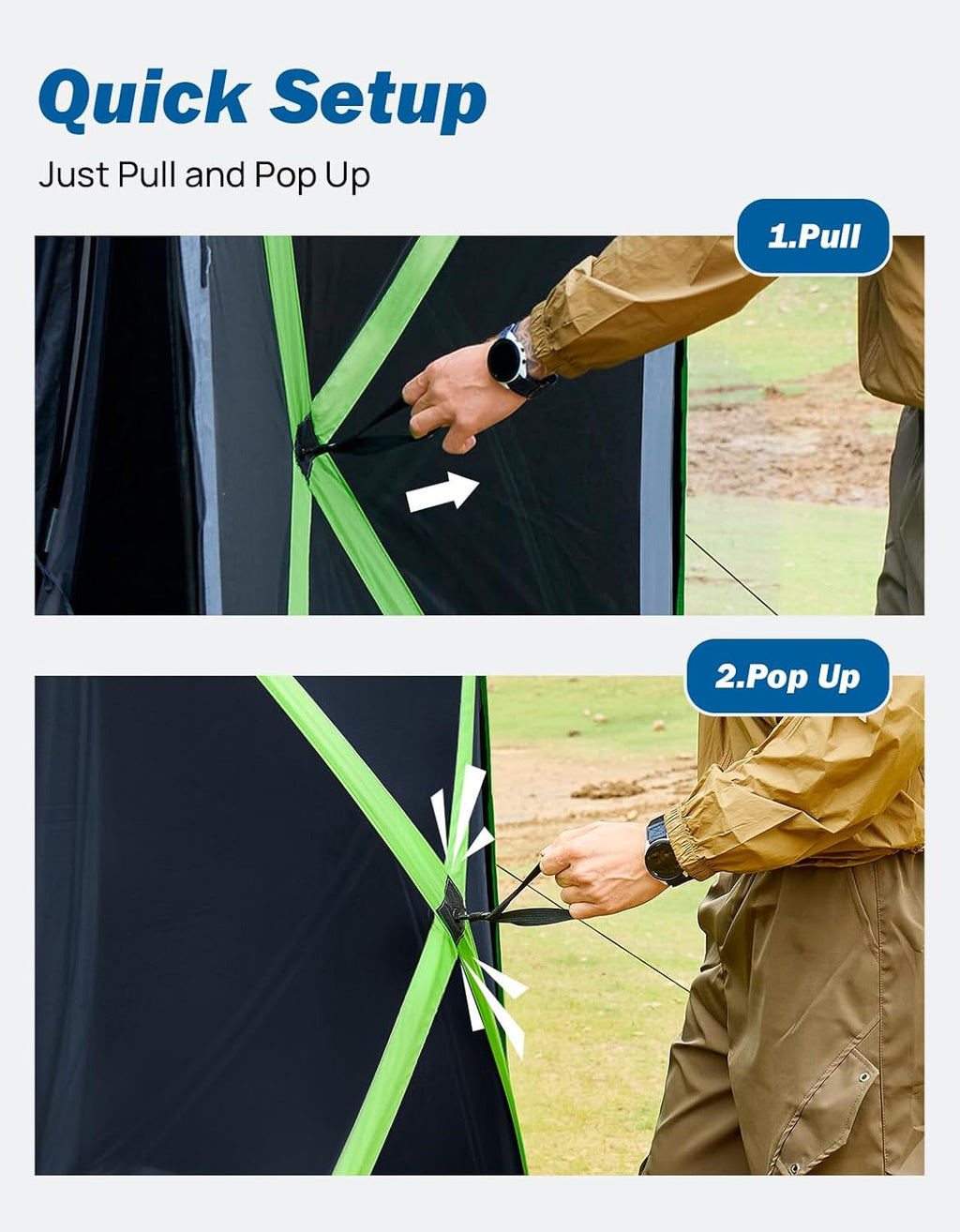JOYTUTUS Dual-Use Pop up SUV Tent for Camping, 11x11 FT for Family, SUV Tailgate Tent for Vehicle Camping, Outdoor Gazebo, Canopy Shelter Portable Carry Bag, Grey Green