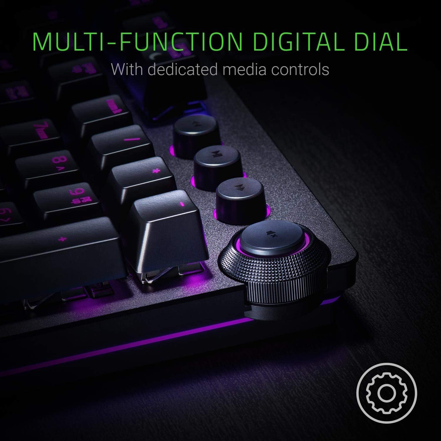 Razer Huntsman Elite Gaming Keyboard: Fast Keyboard Switches - Clicky Optical Switches - Chroma RGB Lighting - Magnetic Plush Wrist Rest - Dedicated Media Keys & Dial - Classic Black