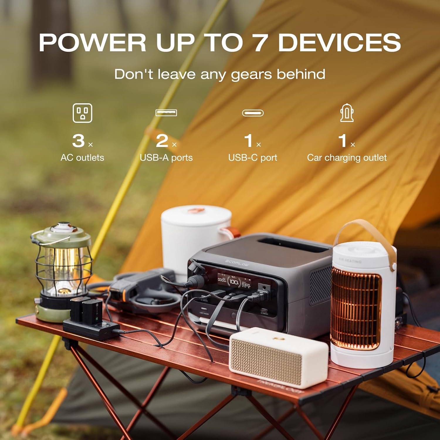 EF ECOFLOW Portable Power Station RIVER 3 Plus, 286Wh/12800mAh LiFePO4 Battery, 3 Up to 1200W AC Outlets, <10 MS UPS, Expandable to 858Wh, <30 dB Quiet, 1Hr Fast Charging Generator for Outdoor Camping