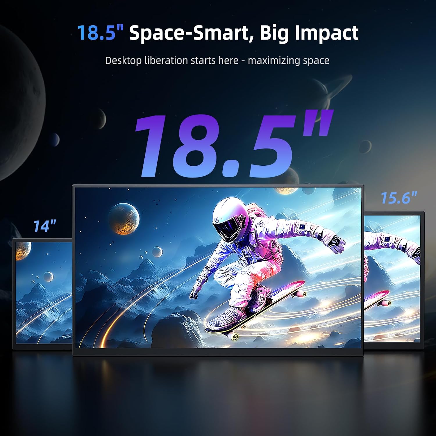 Portable Monitor 18.5' | 120HZ 1ms Gaming Monitor | 125% sRGB | FreeSync, HDR | 350Nits | USB-C & HDMI | VESA & Stand | Large Travel External Second Screen for Laptop, Computer, Game Consoles