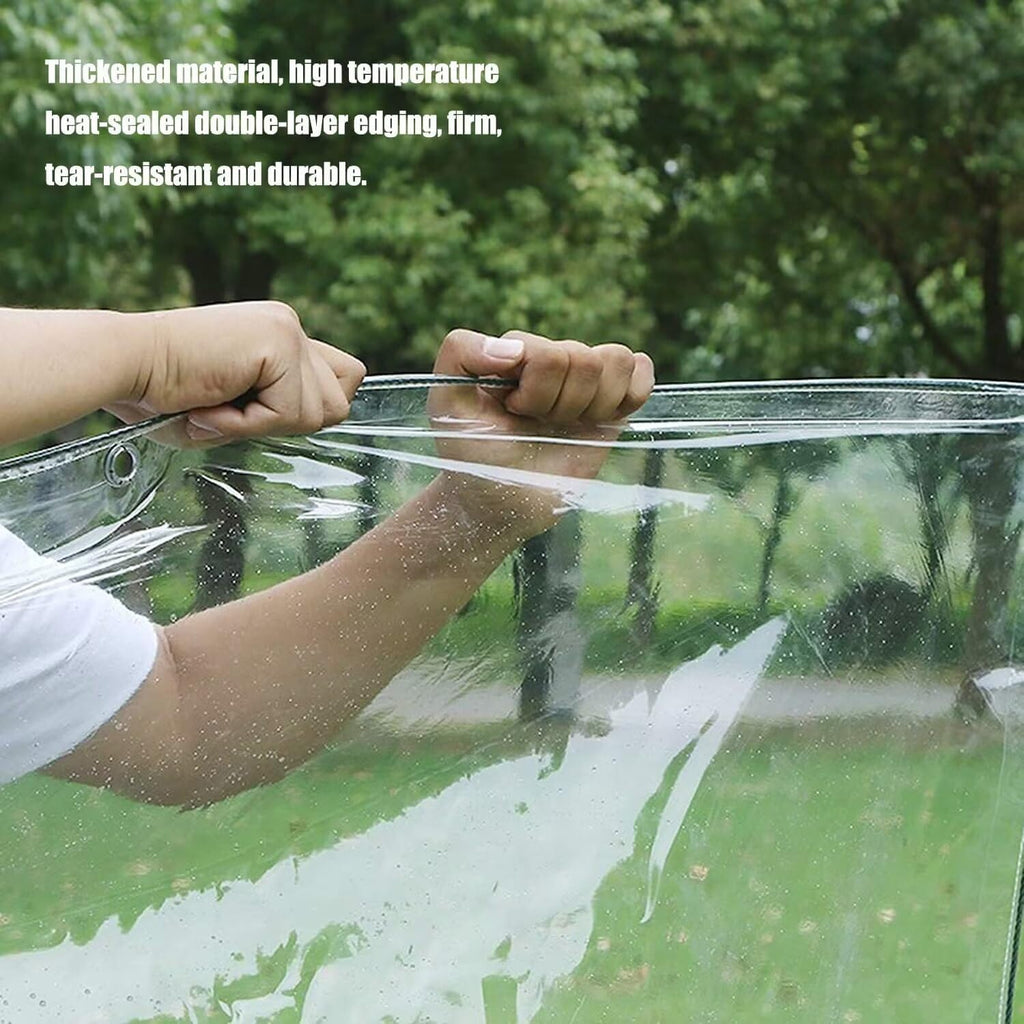 Clear Tarp 8' x 20' PVC 14 Mil Clear Tarps Heavy Duty Waterproof, 400g/m² Clear Tarps Vinyl with Grommets for Camping, Plants Greenhouse, Cars, Patio and Pavilion