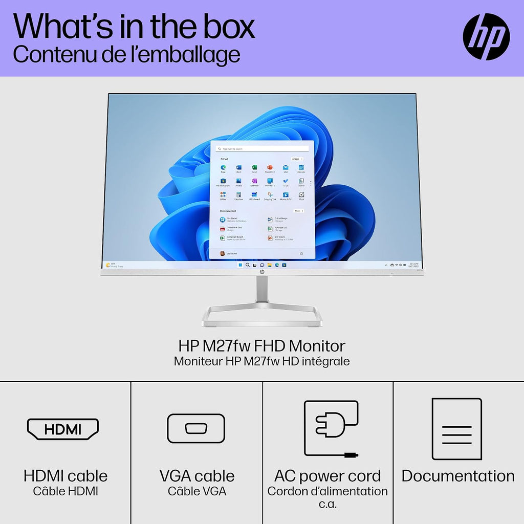 HP 27-inch FHD Monitor with AMD FreeSync Technology (2021 Model, M27fw)