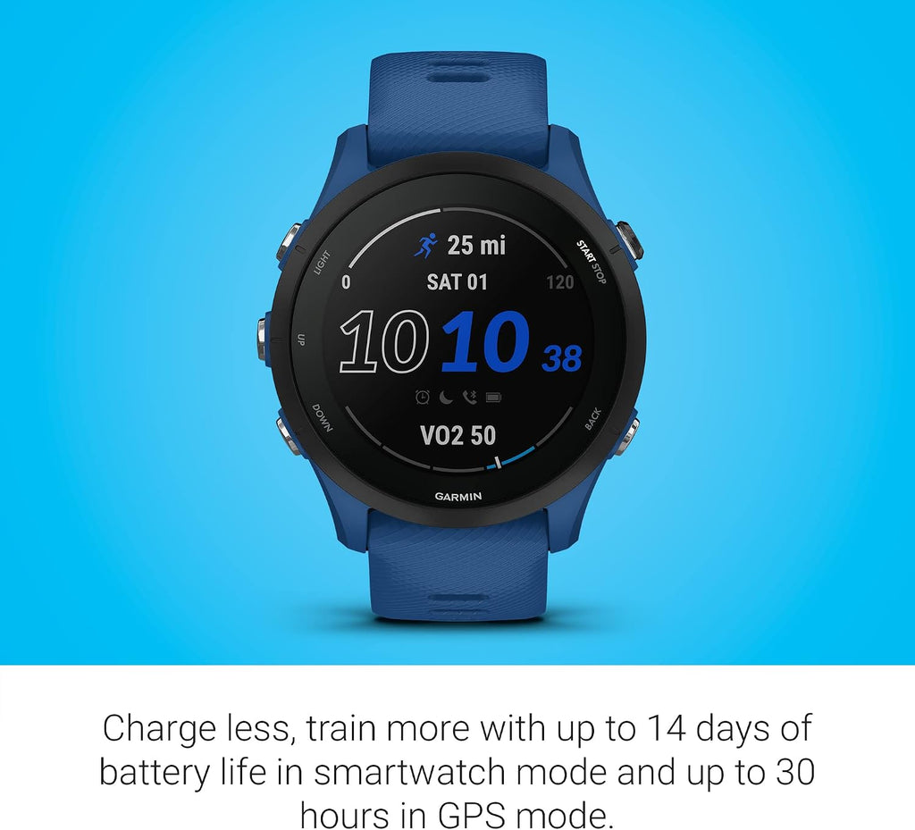 Garmin Forerunner® 255, GPS Running Smartwatch, Advanced Insights, Long-Lasting Battery, Tidal Blue