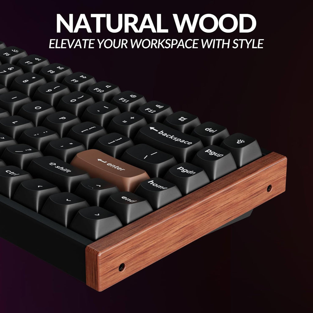 Keychron K2 HE Rapid Trigger Wireless Custom Keyboard with Hall Effect Gateron Double-Rail Magnetic Switch, QMK 2.4 GHz Bluetooth 5.2 RGB Compatible with Mac Windows Linux (Aluminum + Wood)