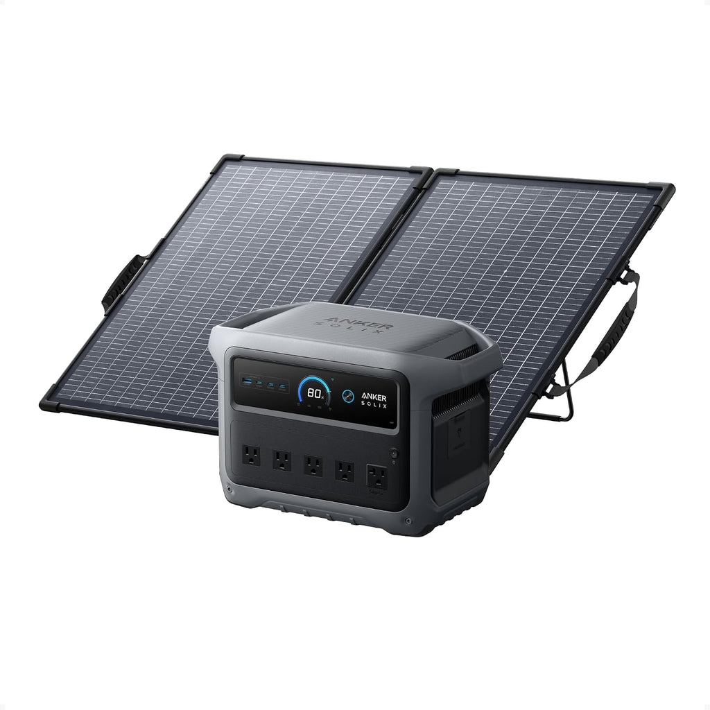 Anker SOLIX C1000 Gen 2 Portable Power Station with 100W Bifacial Solar Panel, 2,000W (Peak 3,000W) Solar Generator, Full Charge in 49 Min, 1,024Wh LiFePO4 Battery for Home, Power Outages, and Camping