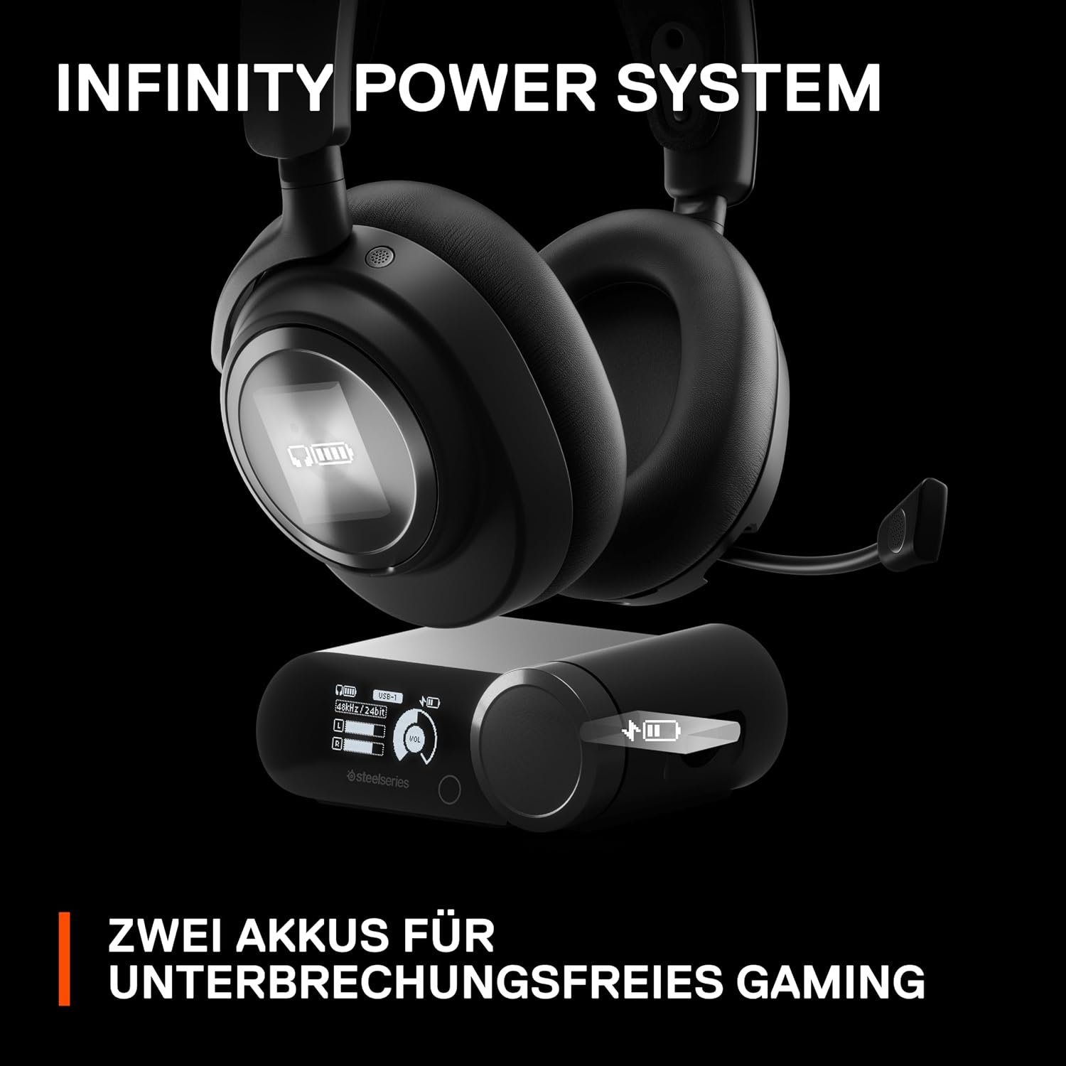 SteelSeries Arctis Nova Pro Wireless 61520 Gaming Headphones, Wireless, Sealed, High Resolution Active Noise Canceling, Compatible with PC, PS5, PS4, Switch, Hi-Fi Sound, Black, Adjustable