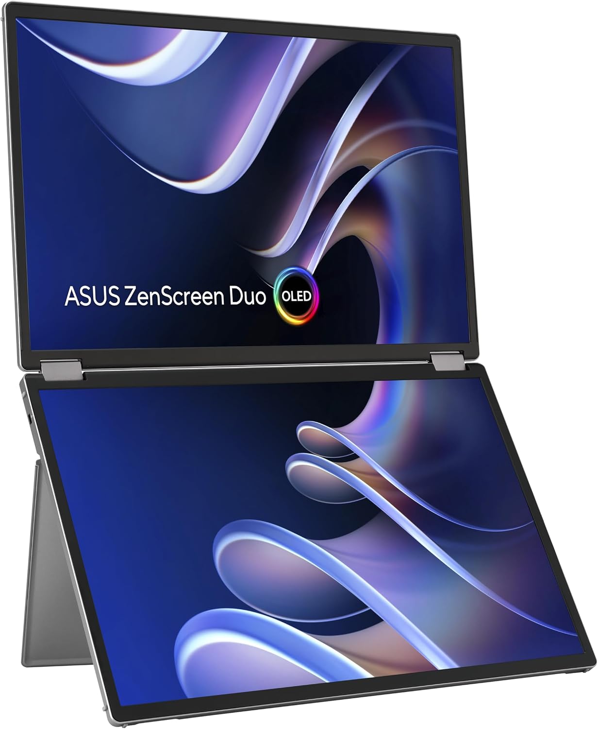 ASUS ZenScreen Duo OLED 360° Foldable Portable Monitor (MQ149CD) - Dual 14-inch, 16:10, 1920x1200, DisplayHDR400 True Black, 100% DCI-P3, Delta<2, Dual USB-C, Mini-HDMI, Kickstand, 3 yr Warranty