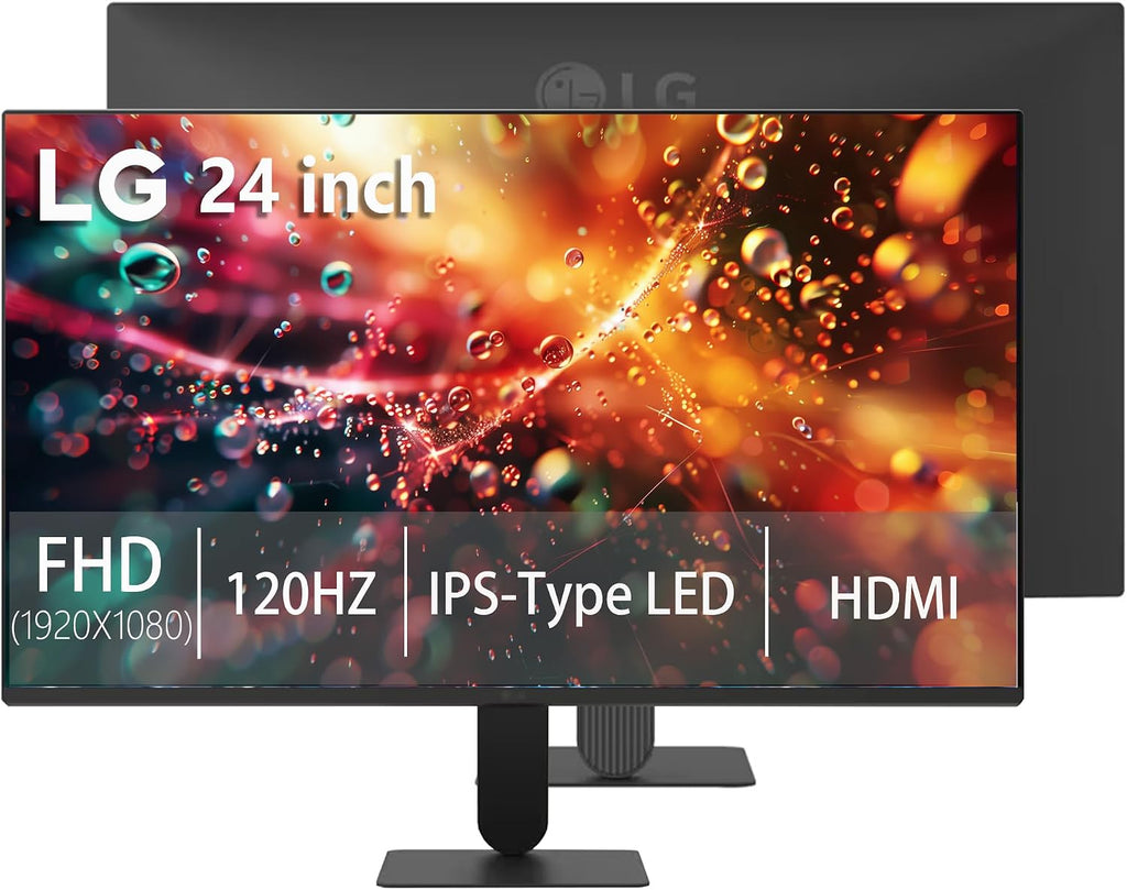 LG 24 Inch IPS Monitor, Full HD (1920 x 1080) Display, 120Hz, 1ms MBR, 99% sRGB, HDR10, WebOS, Tilt Adjustable, HDMI x 1, Borderless Display for Gaming and Office