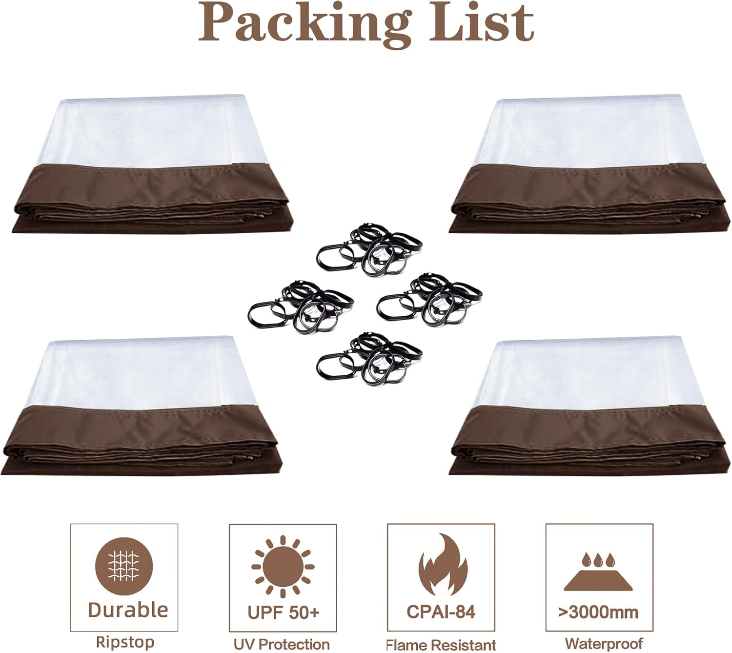 SCOCANOPY 10' x 12' Clear Window Gazebo Privacy Curtain Set for Lowe's Allen Roth 10X12 Gazebo Model #GF-12S004B-1 / GF-12S004BTO/ TPGAZ17-002,(Brown)