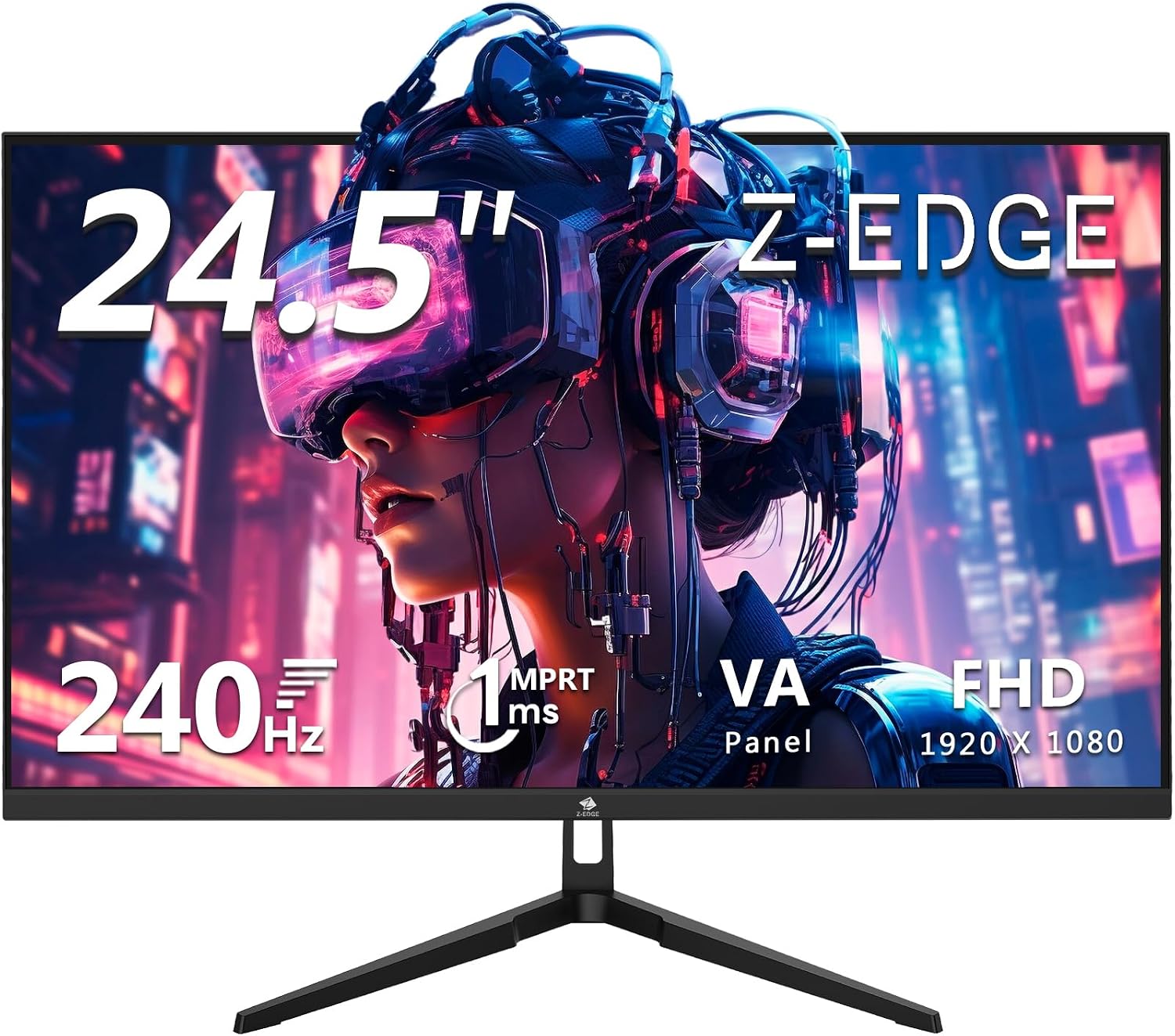 24.5' Gaming Monitor 240Hz, Z-Edge UG25F FHD 1920x1080 Computer Monitor, 1ms Frameless LED, Contrast Ratio 5000:1