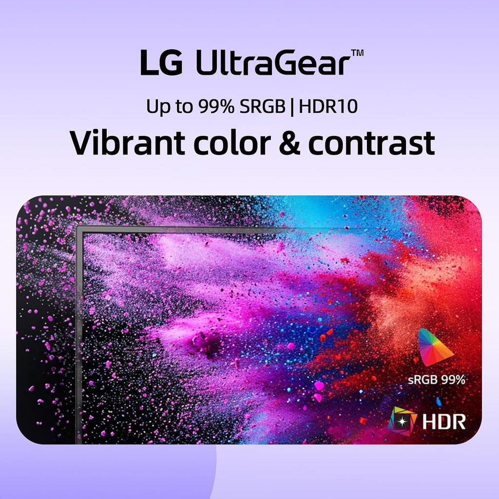 LG 24 inch Ultragear Gaming Monitor, FHD IPS Display, 144Hz Overclock, 1ms MBR, HDR10, 99% sRGB, NVIDIA G-SYNC Compatible & AMD FreeSync, Black Stabilizer, HDMI, DisplayPort, VESA Mountable, Tilt
