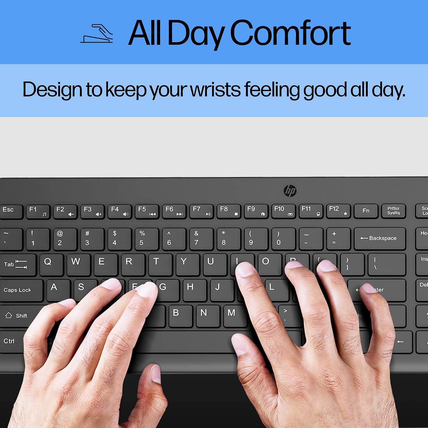 HP 150 Wired Keyboard-Full-Sized, Keyboard with Numeric Keypad-Silent-Touch Chiclet Keyboard - Ergonomic,Comfortable Design-USB Plug-and-Play Connectivity, LED Indicators (664R5AA, Black) (Pack of 10)