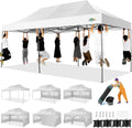 COBIZI 10x20 Heavy Duty Pop up Canopy Tent with 6 sidewalls Easy Up Commercial Outdoor Wedding Party Tents for Parties All Season Wind & Waterproof Gazebo Roller Bag, White(Frame Thickened)