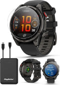 PlayBetter Garmin Fenix 8 Pro AMOLED Sapphire (47mm, Carbon Gray DLC Titanium) Multisport GPS Smartwatch Bundle - 1.4' Touchscreen, inReach Technology Portable Charger & Screen Protectors