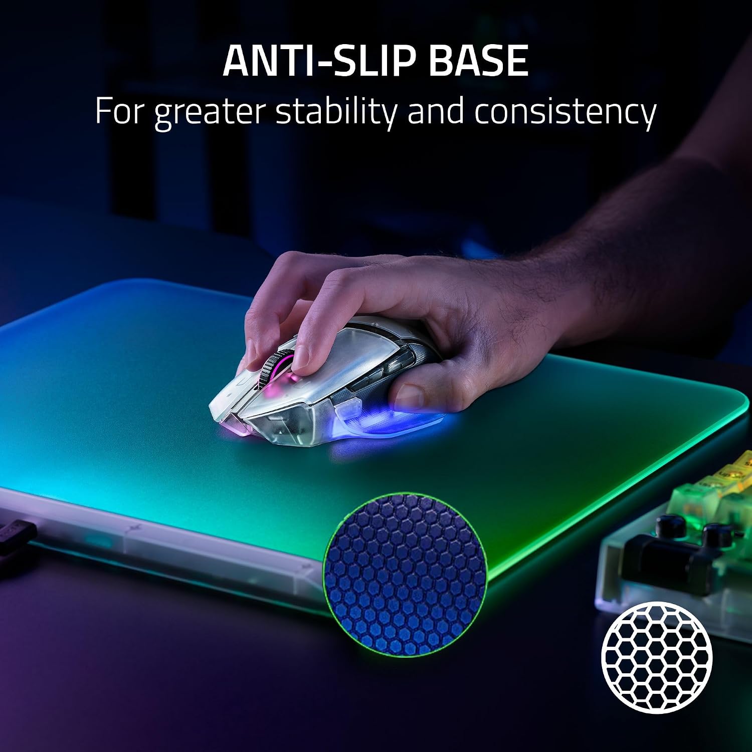 Razer Firefly V2 Pro Fully Illuminated RGB Gaming Mouse Mat: Backlit Design - 15 Zone Chroma Lighting - USB 2.0 Port - Detachable USB Type C Cable - Micro Textured Surface - Anti Slip Base