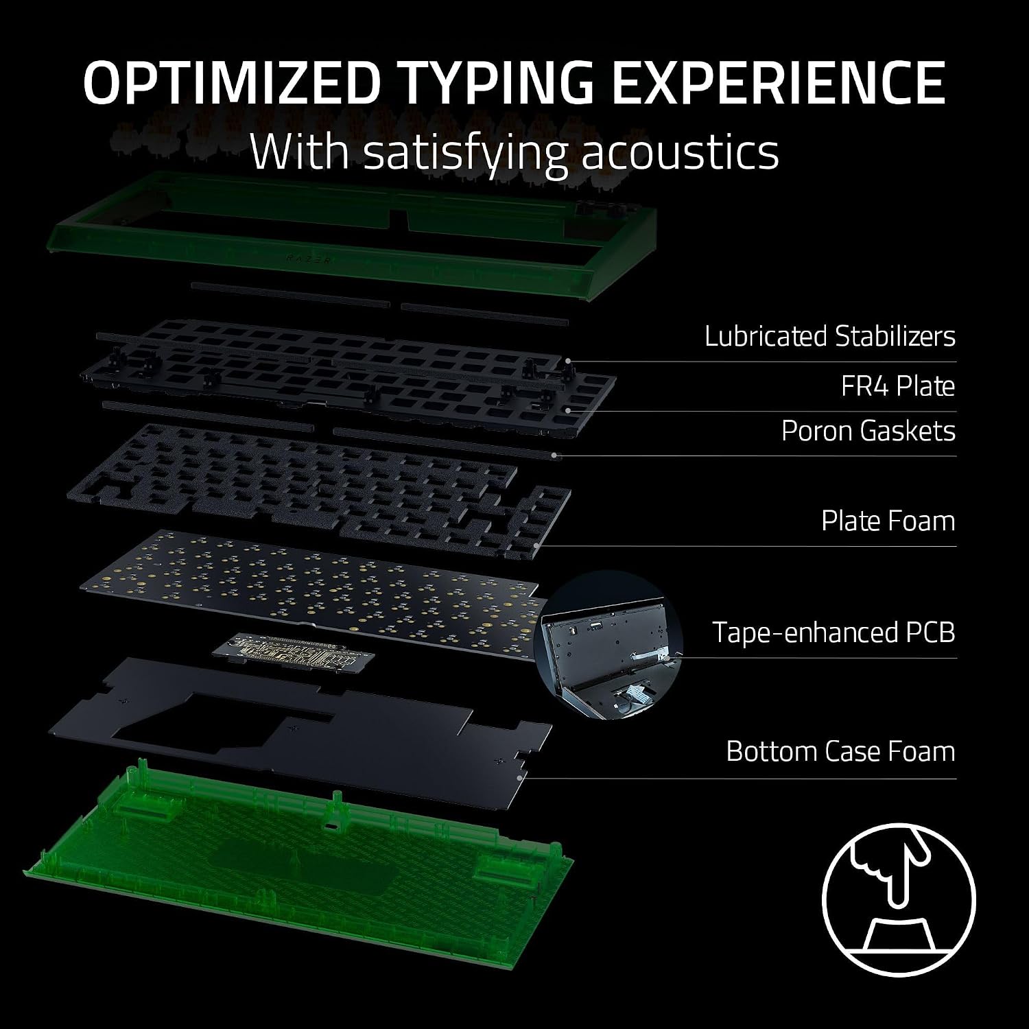 Razer BlackWidow V4 75% Mechanical Gaming Keyboard: Hot-Swappable Design - Compact & Durable - Orange Tactile Switches - Chroma RGB - MF Roller & Media Keys - Comfortable Wrist Rest - Phantom Green