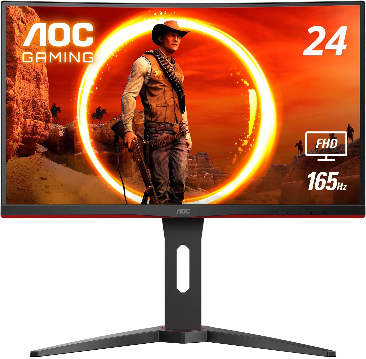 AOC C24G1A 24' Curved Frameless Gaming Monitor, FHD 1920x1080, 1500R, VA, 1ms MPRT, 165Hz (144Hz supported), FreeSync Premium, Height adjustable Black