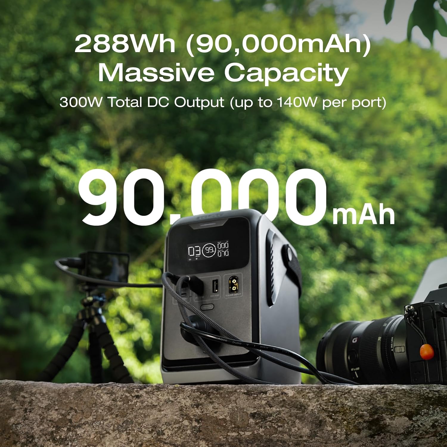 EF ECOFLOW TRAIL 300 DC Portable Power Station with Travel Bag, 288Wh LiFePO4 Power Bank, Solar Generator, for Camping, Travel, and Emergency Power
