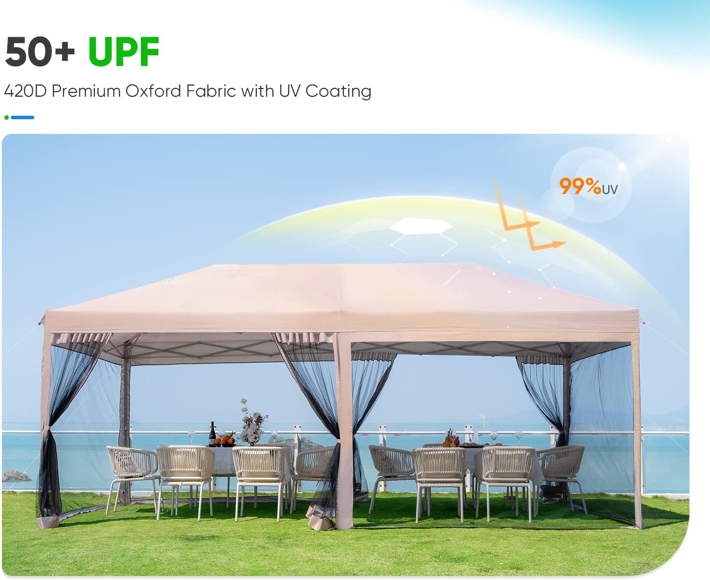 Quictent 10'x20' Pop up Screened Canopy Tent with Mosquito Netting, Portable Easy up Outdoor Screen House Shelter for Patio, Camping and Picnic, Includes Wheeled Carry Bag