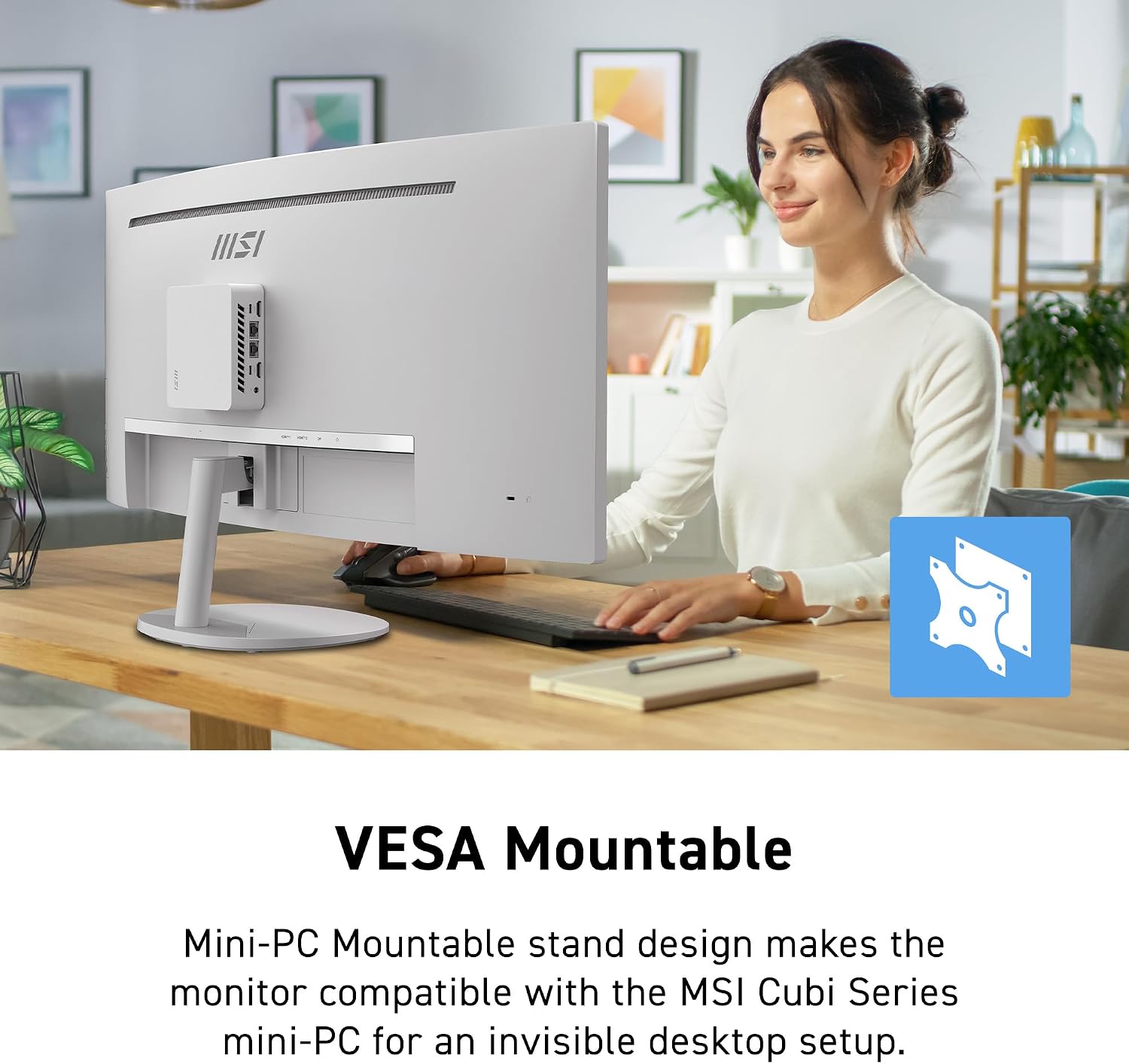 msi PRO MP341CQW E12 34-inch VA 3440 x 1440(UWQHD) Computer Monitor, 120Hz, Adaptive-Sync, HDMI, DisplayPort, VESA Mountable, Speaker, 1ms, White