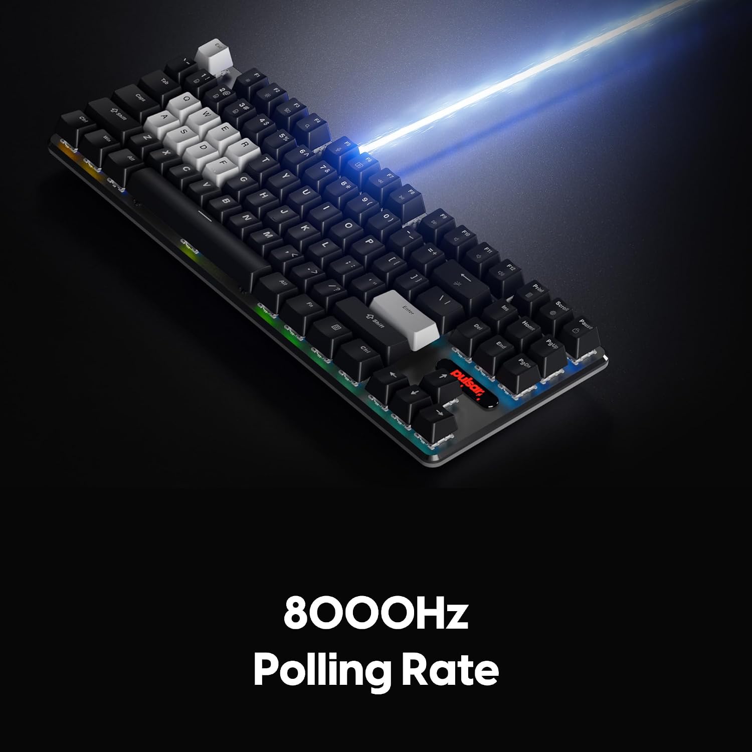 Pulsar PCMK 2 HE TKL Hall Effect Magnetic Gaming Keyboard, Rapid Trigger, Adjustable Actuation Magnetic Switch, 8k Polling, Ultra-Low Latency, RGB Lighting, Hot-Swap, Double Shot PBT Keycaps (Black)
