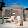 COOS BAY 8x8 Patio Gazebo with Corner Shelves, Two Tier Soft Top Canopy with Mesh Netting for Backyard, Garden, Lawn, Outdoor Events, Gray